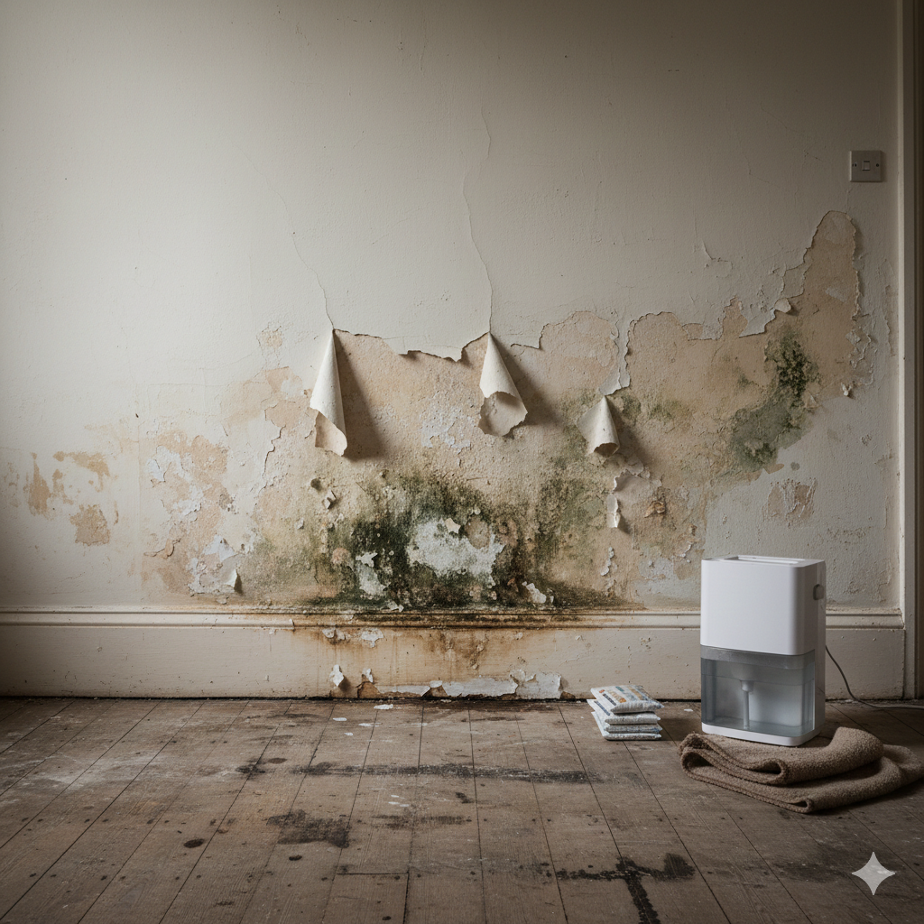 Salt Contamination In Wall Surfaces Caused By Rising Damp